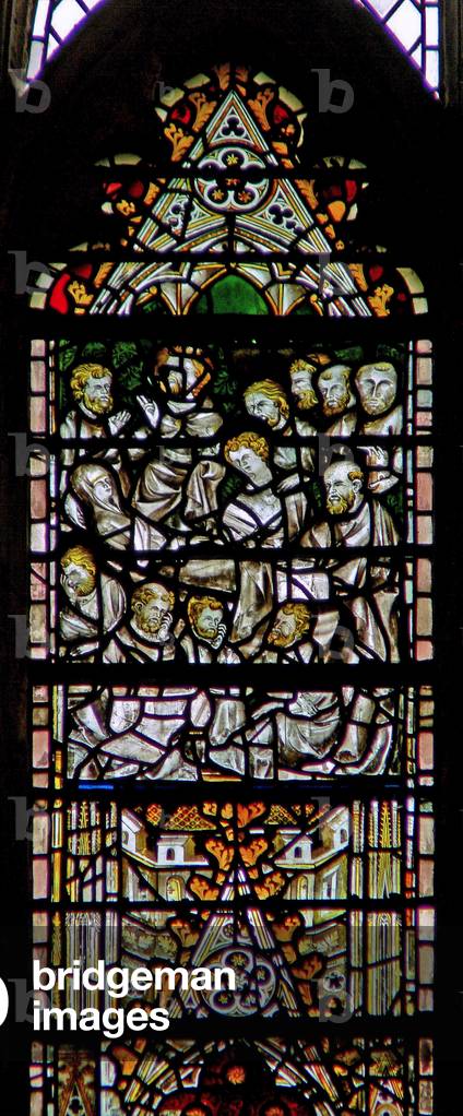 Window c7 depicting the Funeral of the Virgin Mary (stained glass)