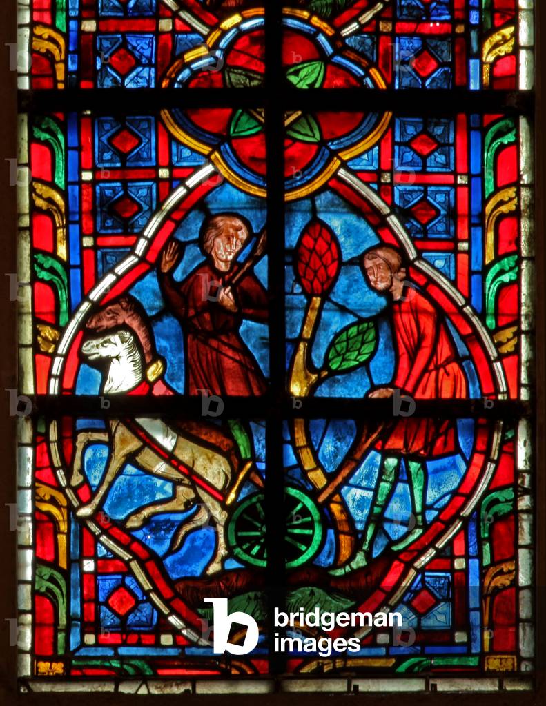 Window w207 depicting labourers (stained glass)