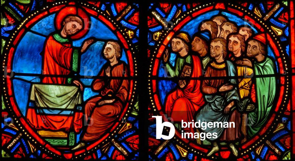 Window w10 depicting St Stephen preaching and converting (modern) (stained glass)
