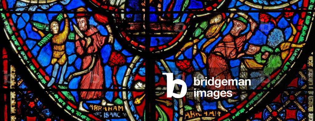 Window w3 depicting Abraham about to sacrifice Isaac (stained glass)