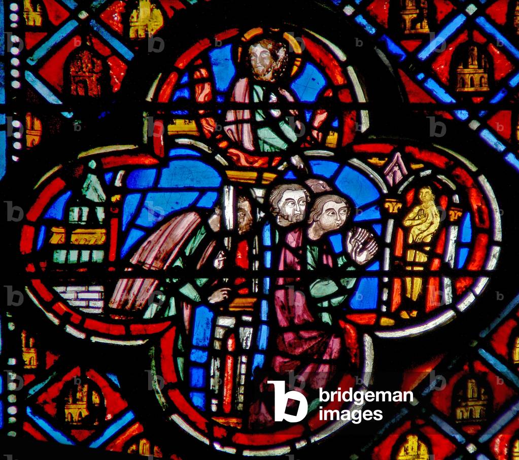 Window w10  Ezekiel sees the idolaters through the wall Ez VIII 8 (stained glass)
