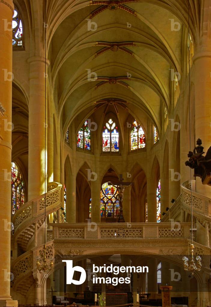 Window depicting a view towards the east end of the church (stained glass)