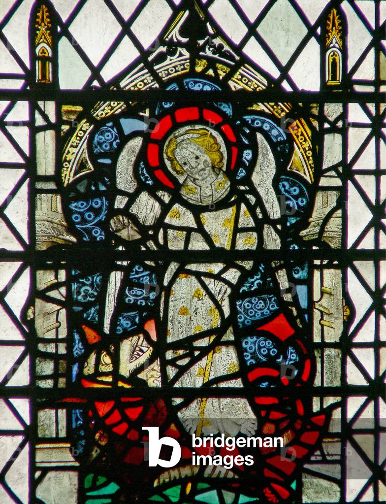 Window w36 depicting St Michael (stained glass)
