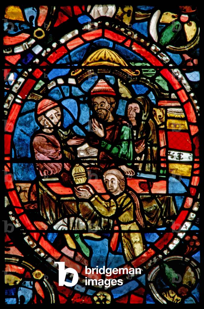 Window w5 depicting Isaac's return (stained glass)