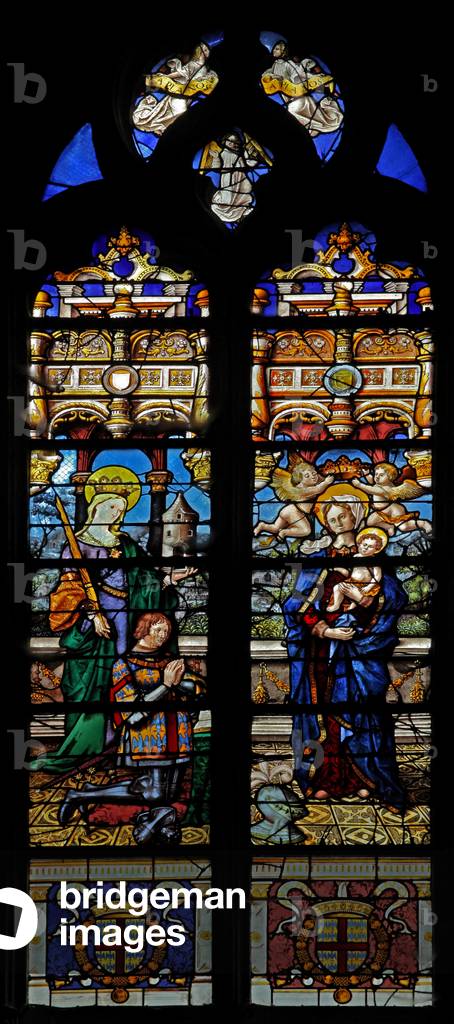 Window w3 depicting St Barbara and the donor Jean de Montmorency
 (stained glass)
