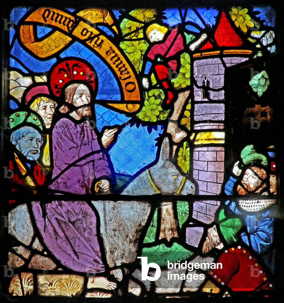 Window w22 depicting the Entry to Jerusalem (stained glass)