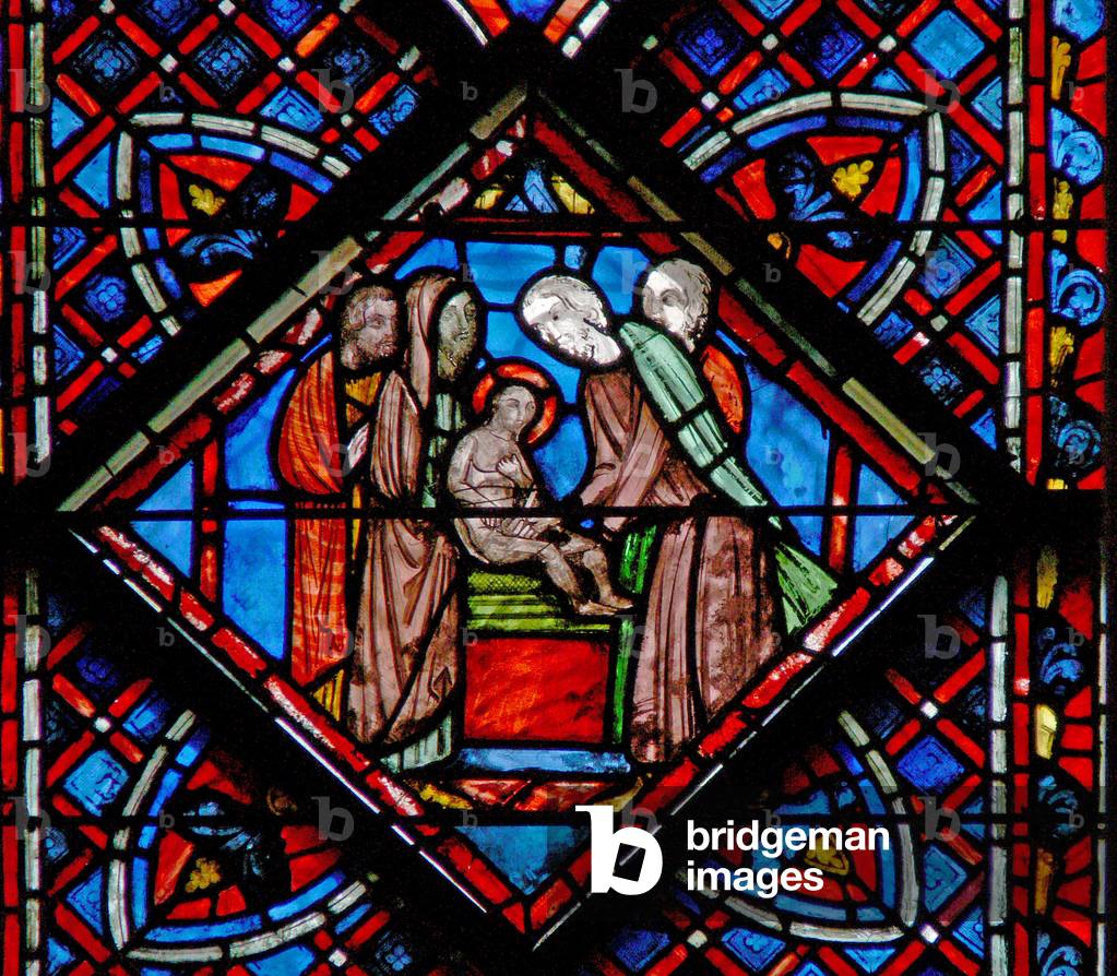 Window w9L  St John the Baptist: circumcision (stained glass)