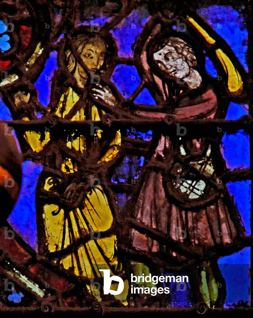 Window w2  the young women are maltreated by shepherds Ex II 17 (stained glass)
