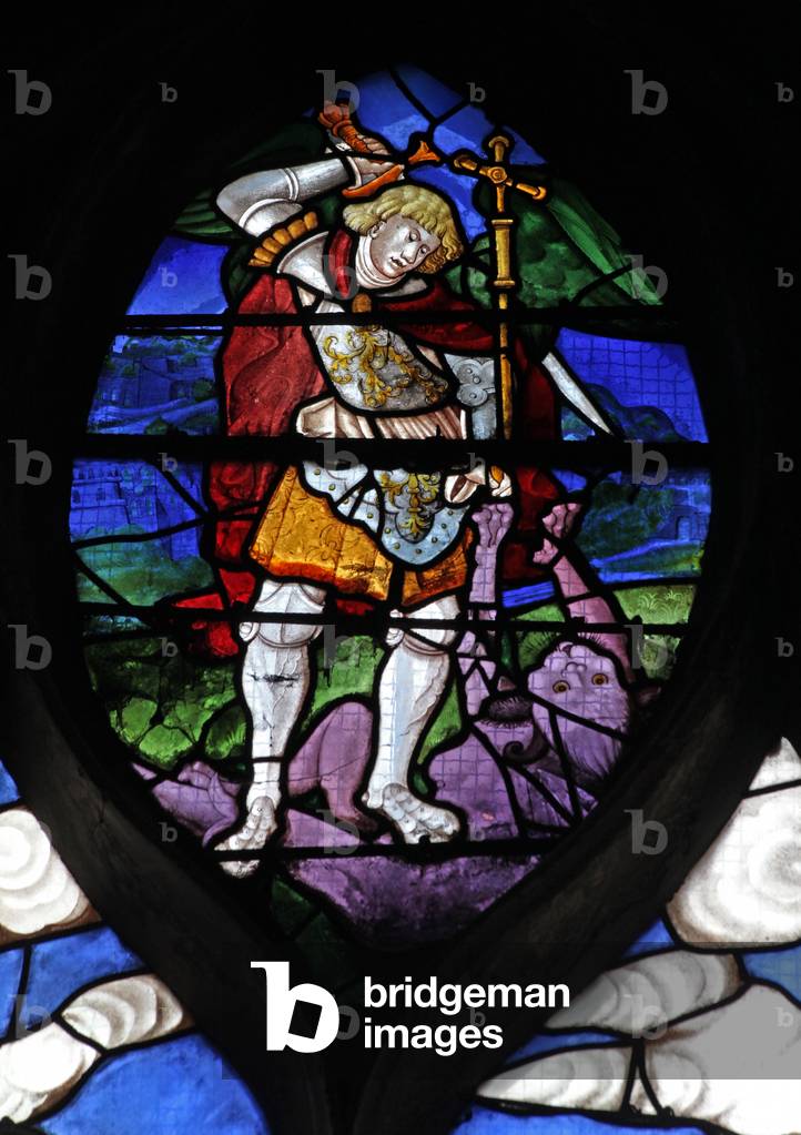 Window w10 depicting St Michael (stained glass)