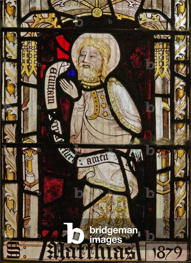 A north window depicting St Matthias (stained glass)