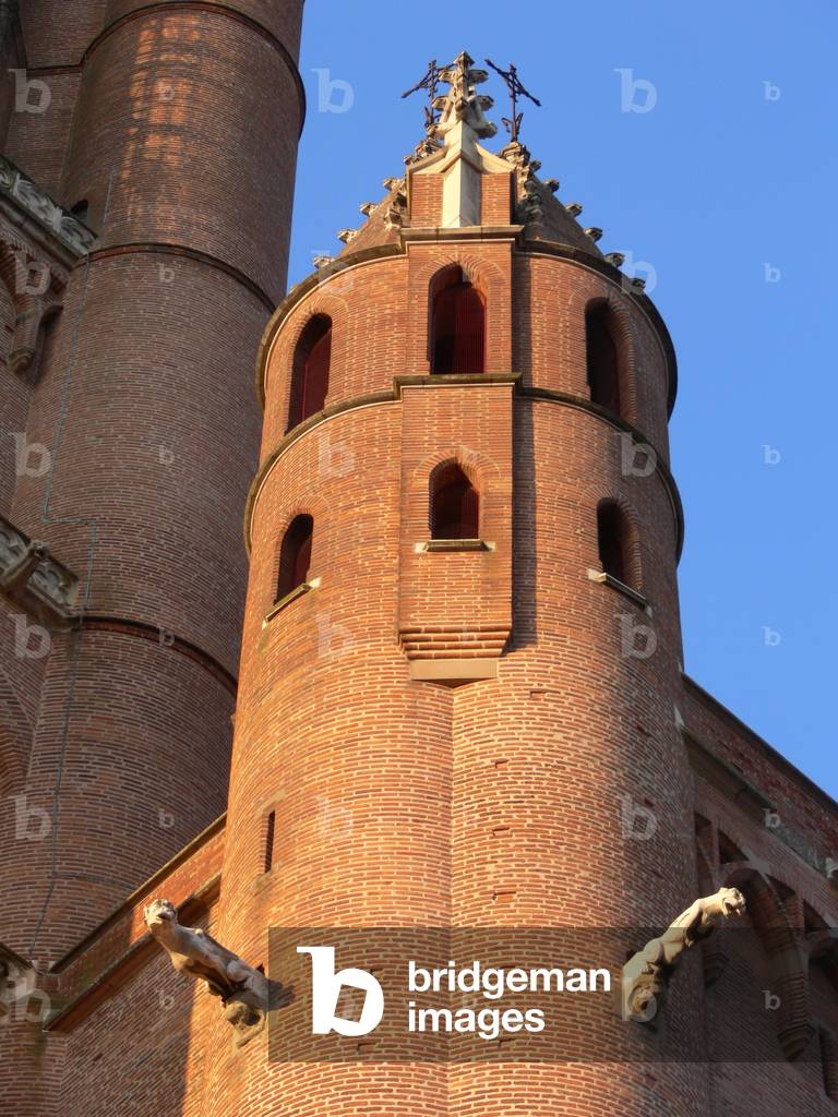 Depicting the smaller tower and the base of the west tower
