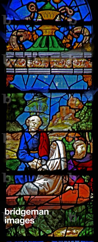 Window w38 depicting the Raising of Lazarus (stained glass)