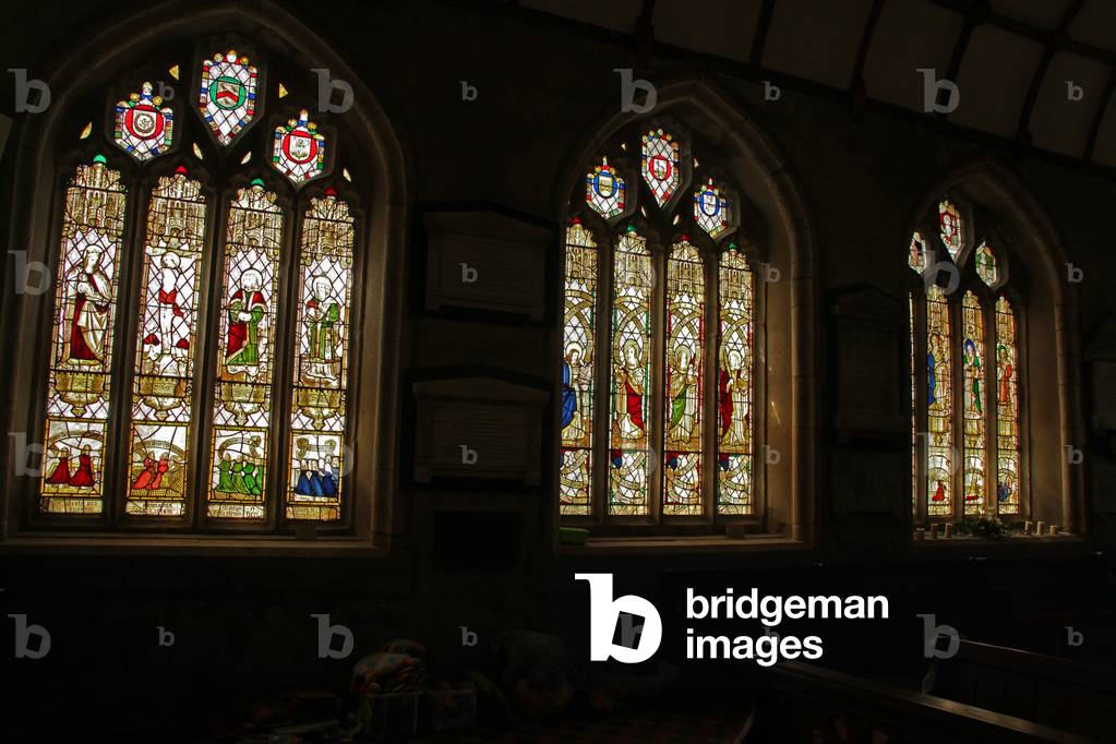 Window depicting a view of the south aisle (stained glass)