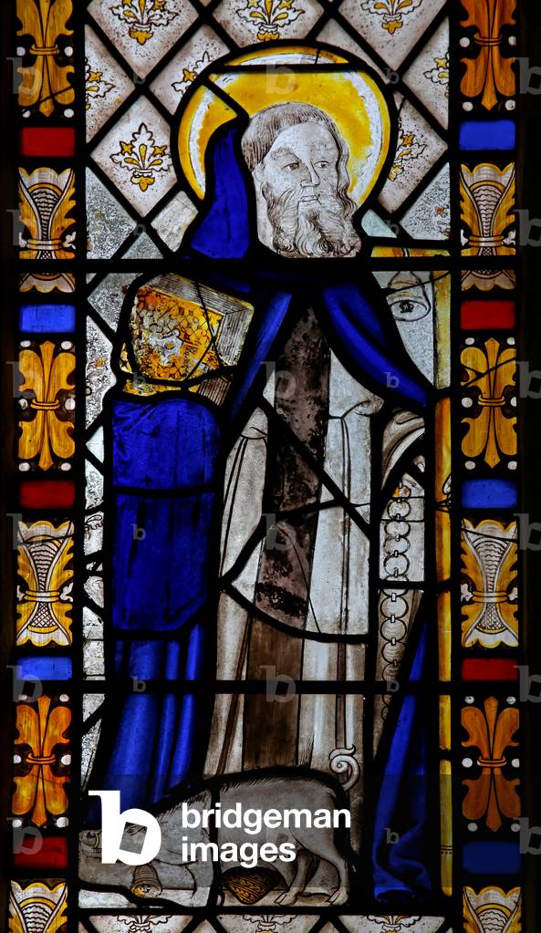 Window n3 depicting St Anthony (stained glass)