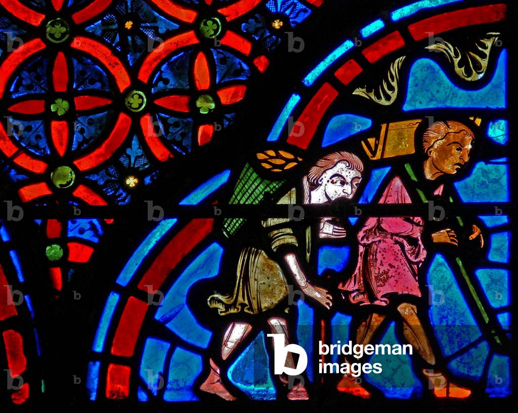 Window w23 depicting donors - masons (stained glass)