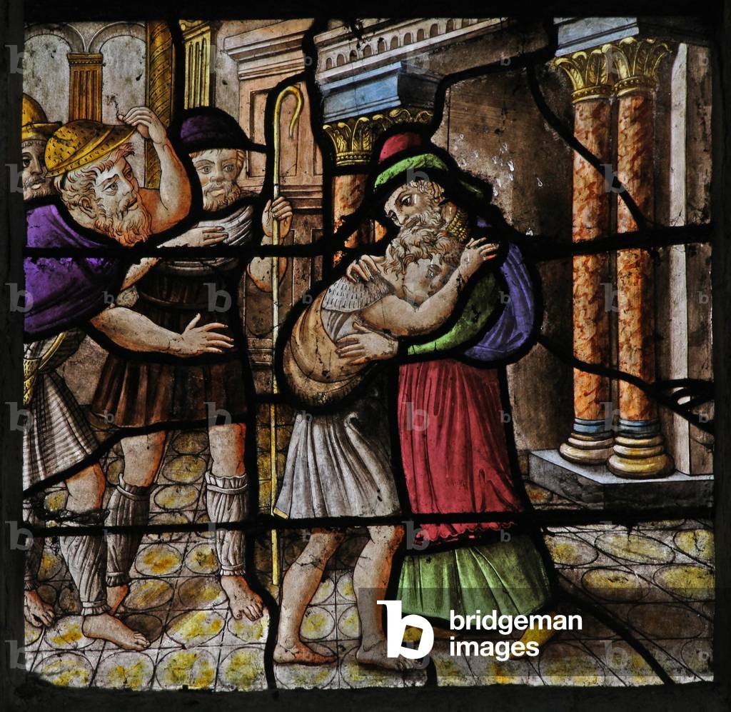 Window w25 depicting a scene from the story of the Joseph (stained glass)