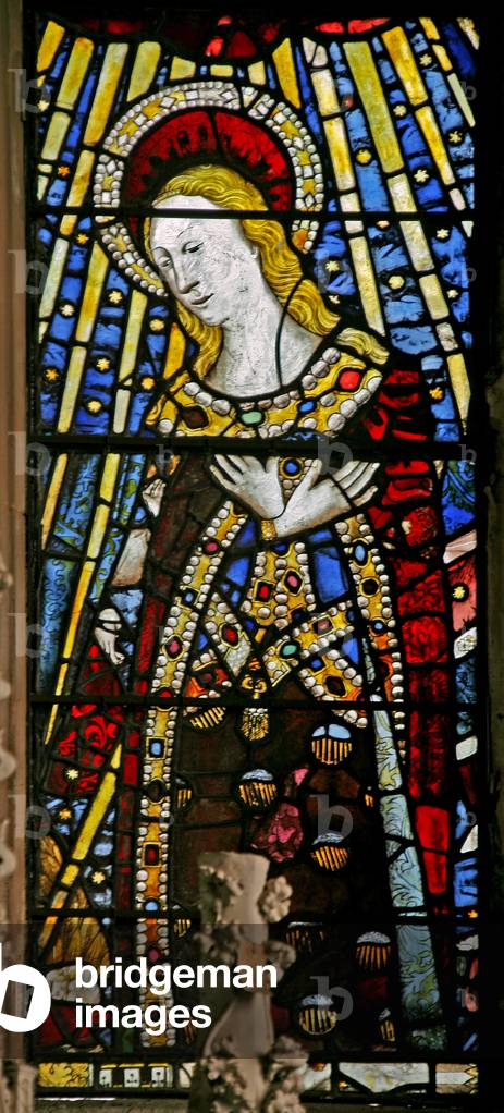 The East window (Ew) depicting the Virgin Mary (composite figure) - with 
