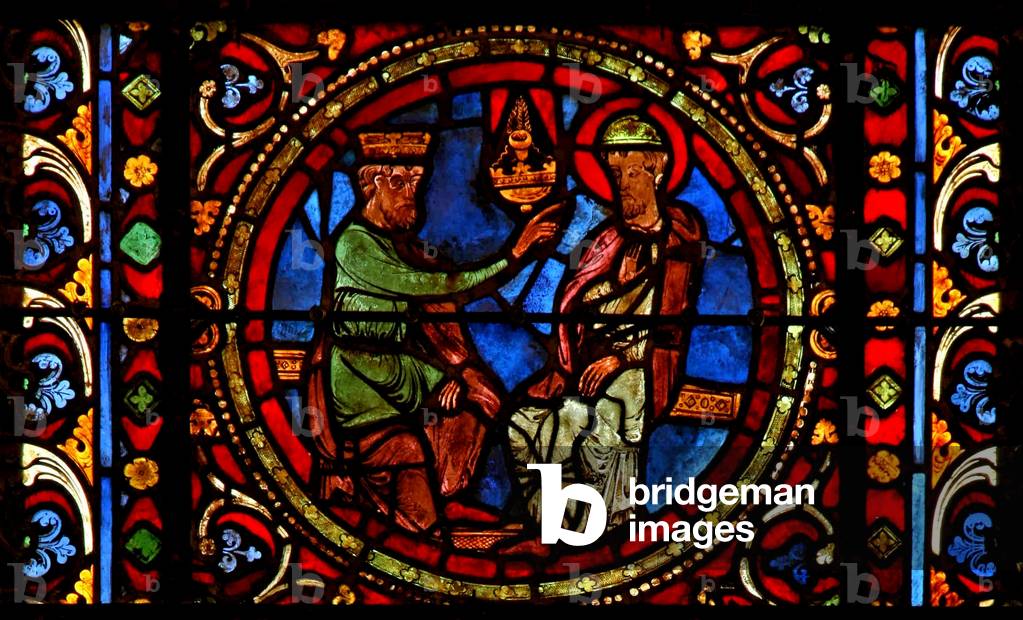 Window w2 depicting St Germain with King Childebert (stained glass)