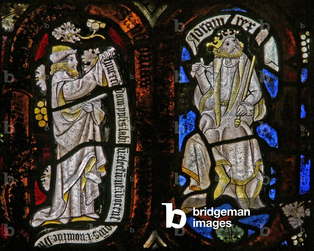 Window Ew depicting Tree of Jesse figures: a prophet and Joram (stained glass)