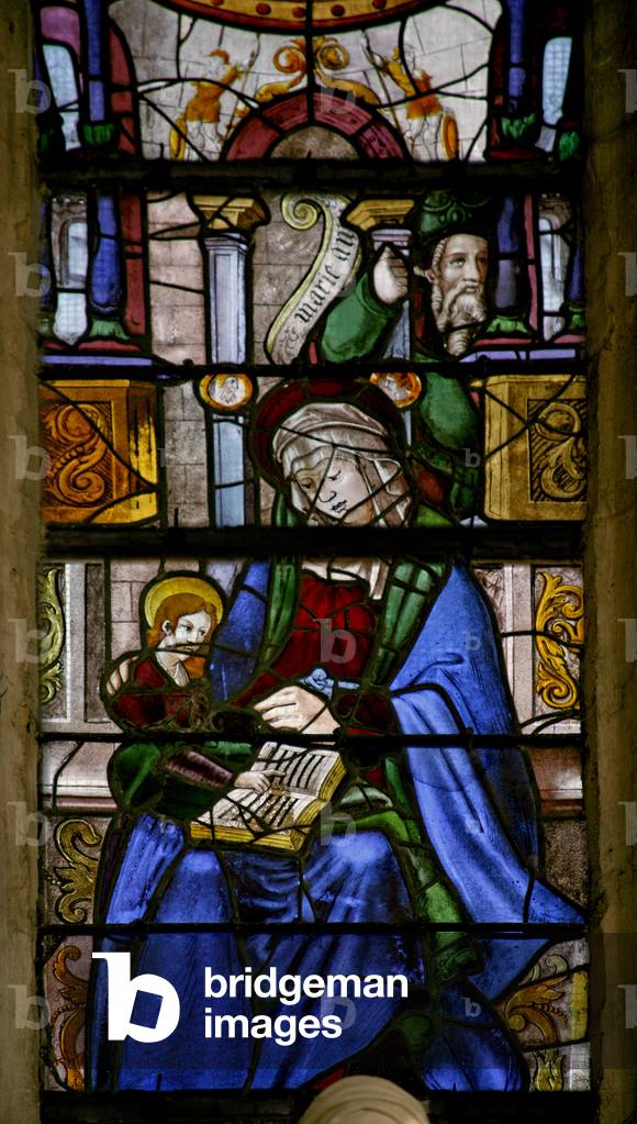 Window w6 depicting St Anne Teaching the Virgin to read (stained glass)