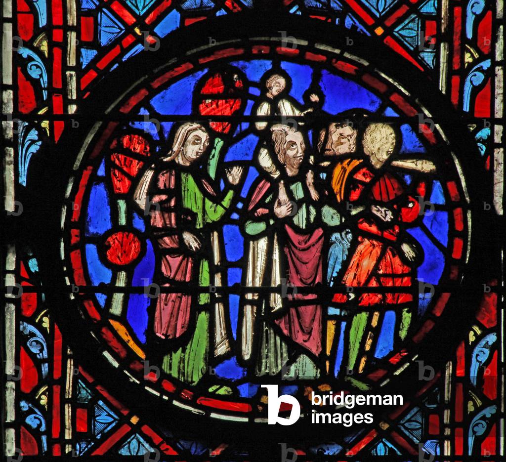 Window w11  Tobias and family taken into captivity Tob I 11 (stained glass)