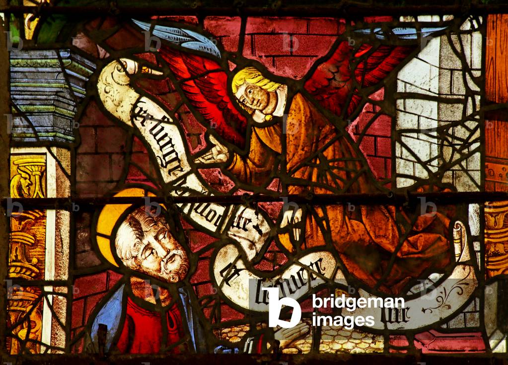Window depicting Fragments and the Angel appearing to Saint Peter in prison (stained glass)