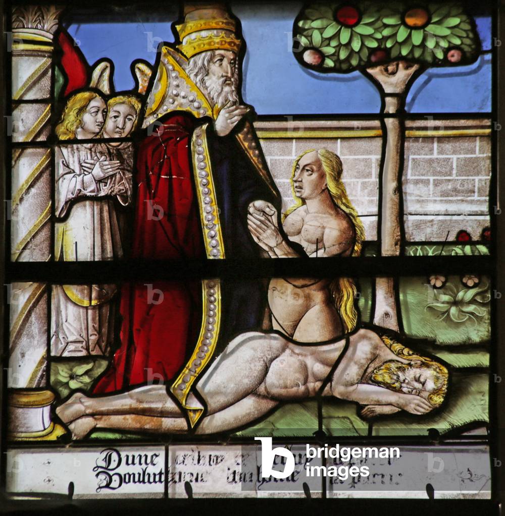 Window depicting the Creation of Eve (stained glass)