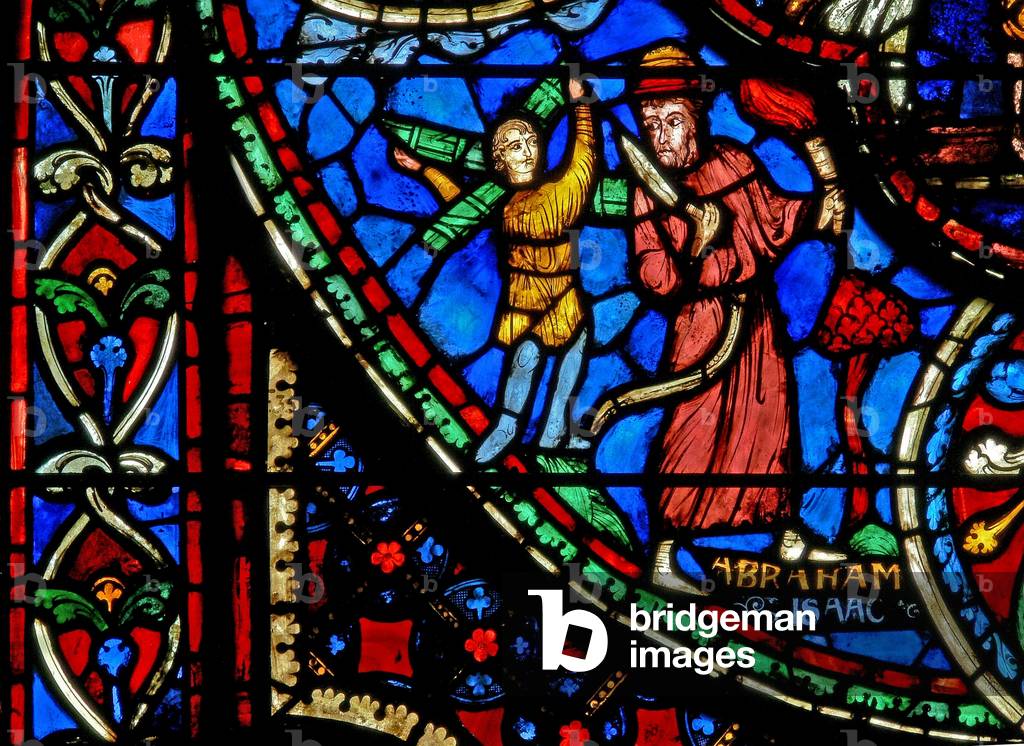 Window w3 depicting Abraham about to sacrifice Isaac (stained glass)