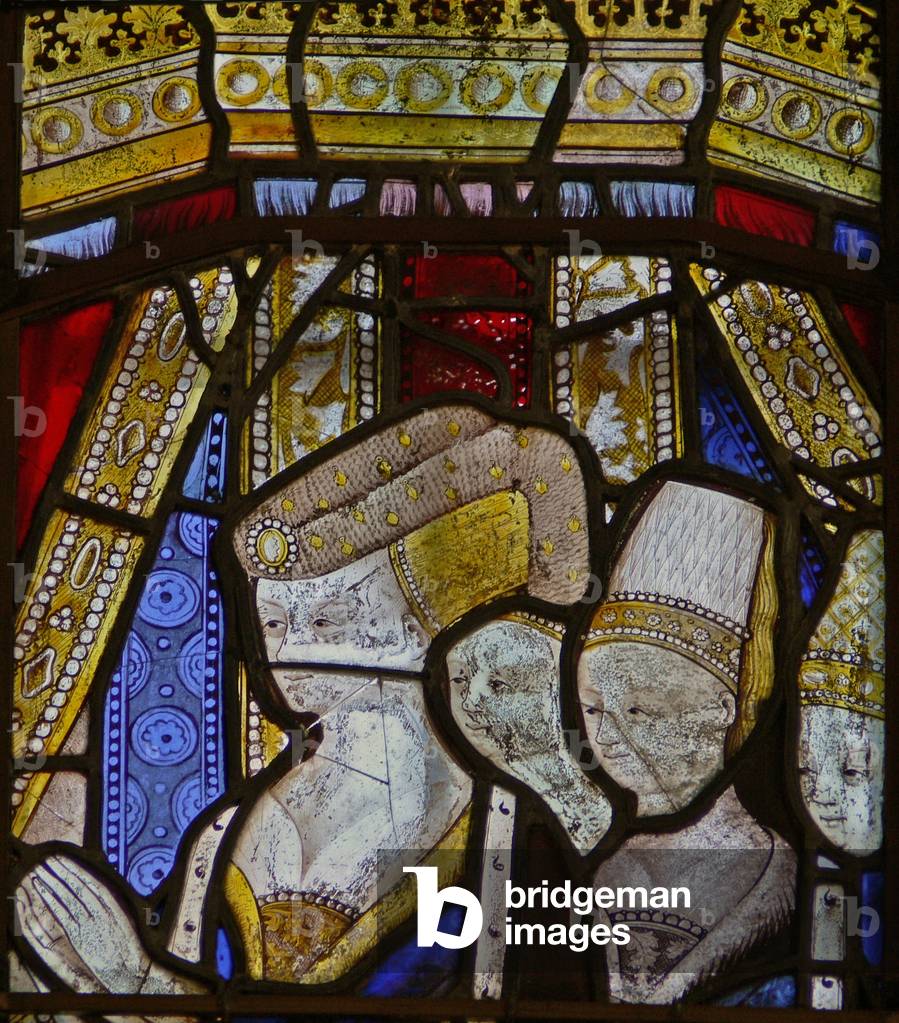 Window Ew depicting Queen Elizabeth Woodville - the daughters of (stained glass)