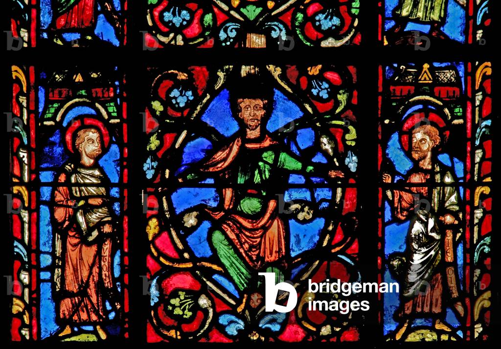Window w0 depicting a king and two prophets on the Tree of Jesse (stained glass)