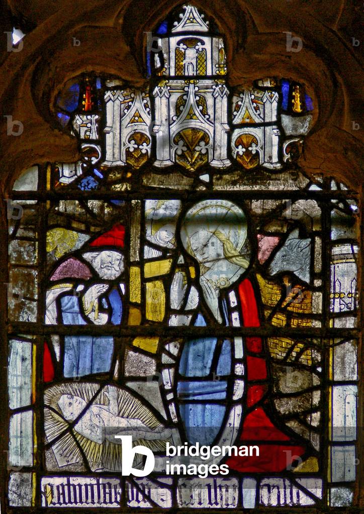 Window N8 depicting the Nativity (stained glass)