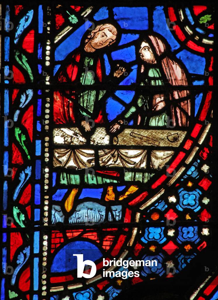 Window w14  Saul receiving Samuel I Sam 9 22-24 (stained glass)