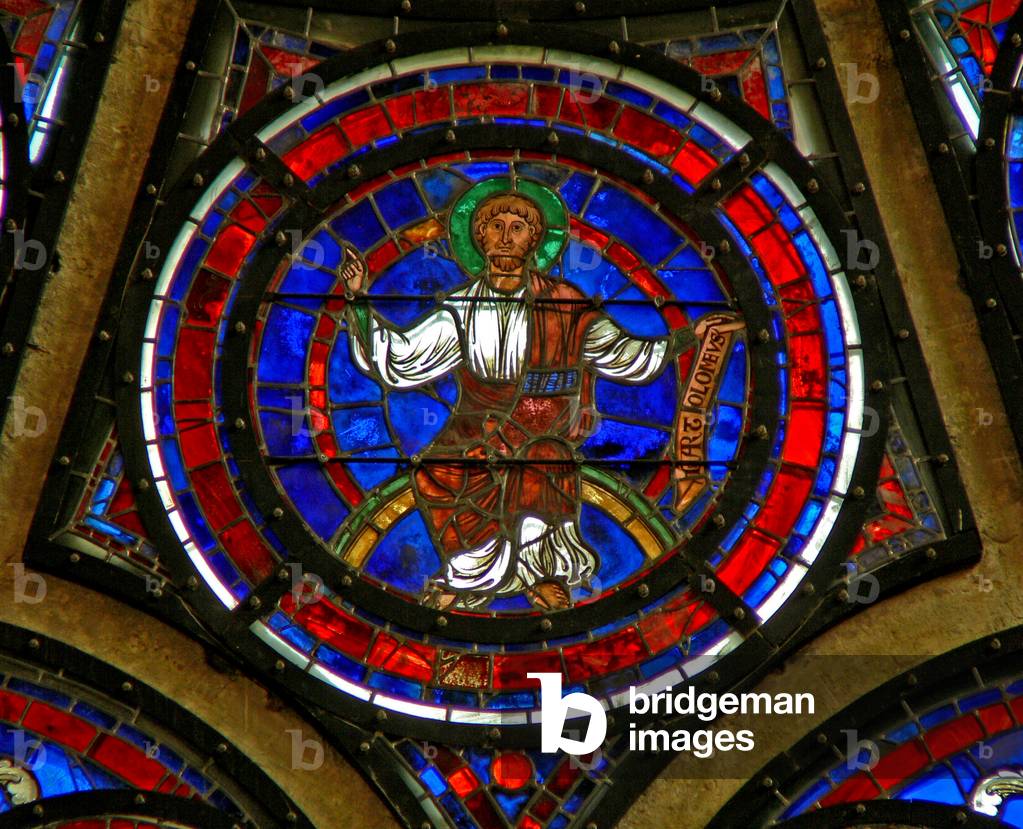 Window w100 depicting St Bartholomew (stained glass)