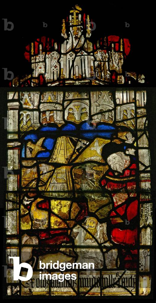 Window S3 depicting the Noah's Ark story (stained glass)