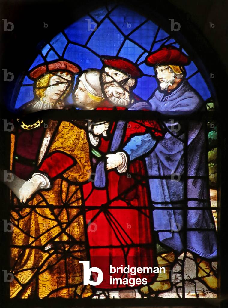 Window w38 depicting Bystanders at the raising of Lazarus (stained glass)