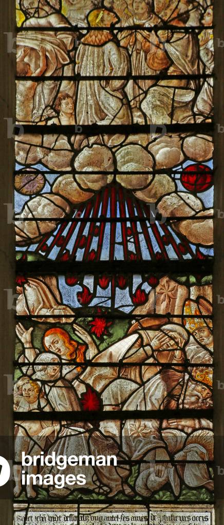 Window depicting a Scene from the Book of Revelation: Stars falling from heaven (stained glass)