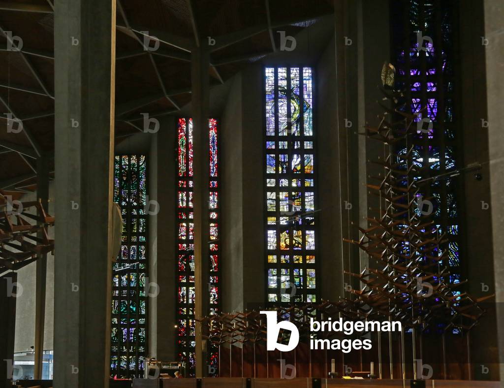 View of the nave windows, Coventry Cathedral, Warwickshire, UK (photo)