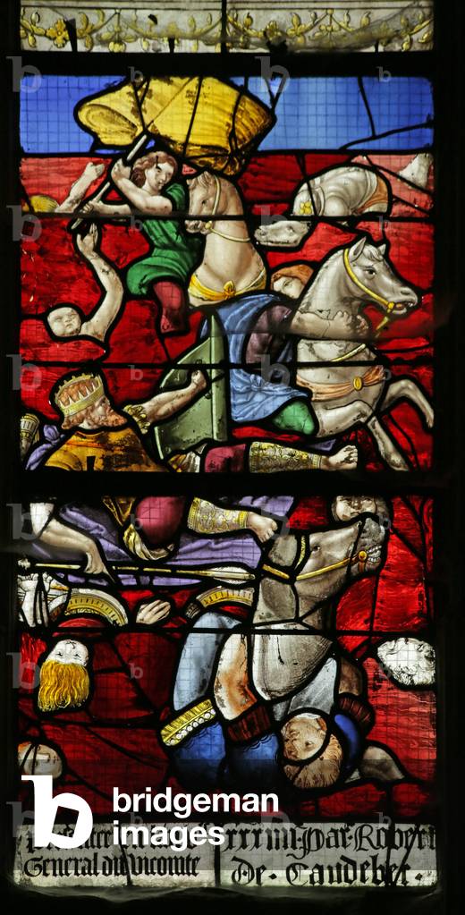 Window depicting the Israelites cross the Red Sea; Pharaoh's army drowns, detail of 2921646, 1534 (stained glass)