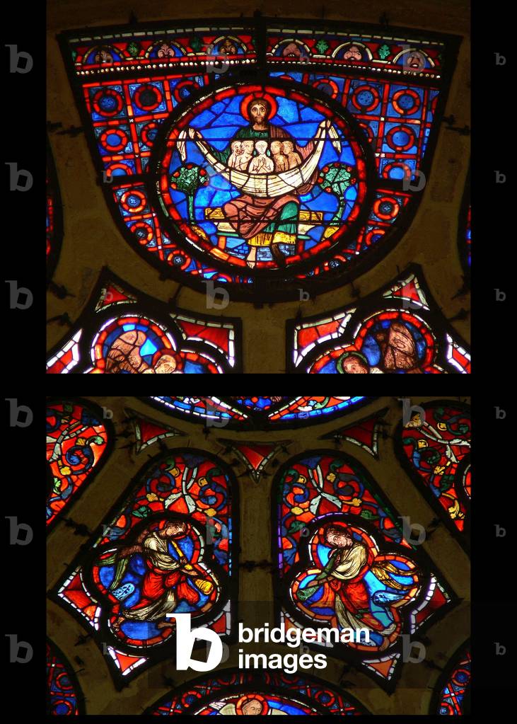 Window depicting the Bosom of Abraham in the Last Judgement rose window (stained glass)