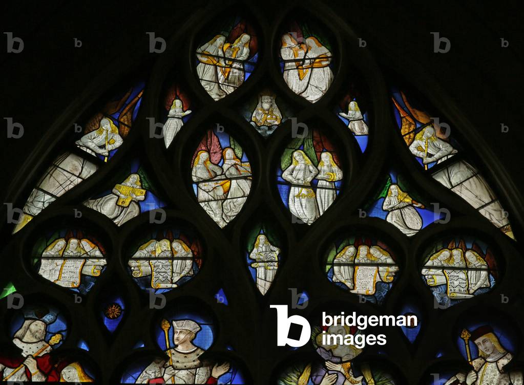 Window depicting Angel Musicians and Choir (stained glass)