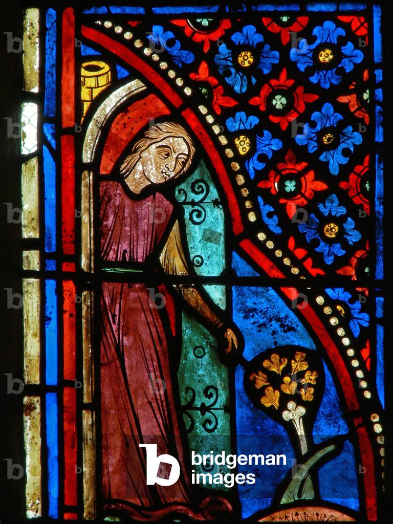 Detail from a window depicting scenes from the life of St. Mary the Egyptian (stained glass) 13th by French Ar