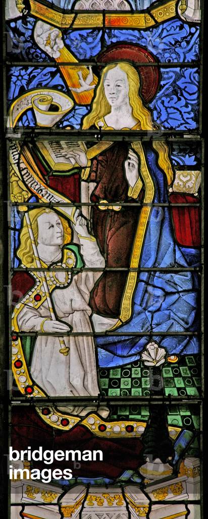 Window w1 depicting the Annunciation (stained glass)