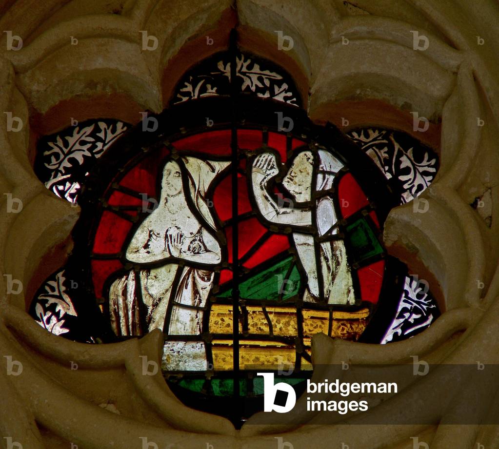 Window in the Chapter House depicting a scene from the Last Judgement: souls resurrecting (stained glass)