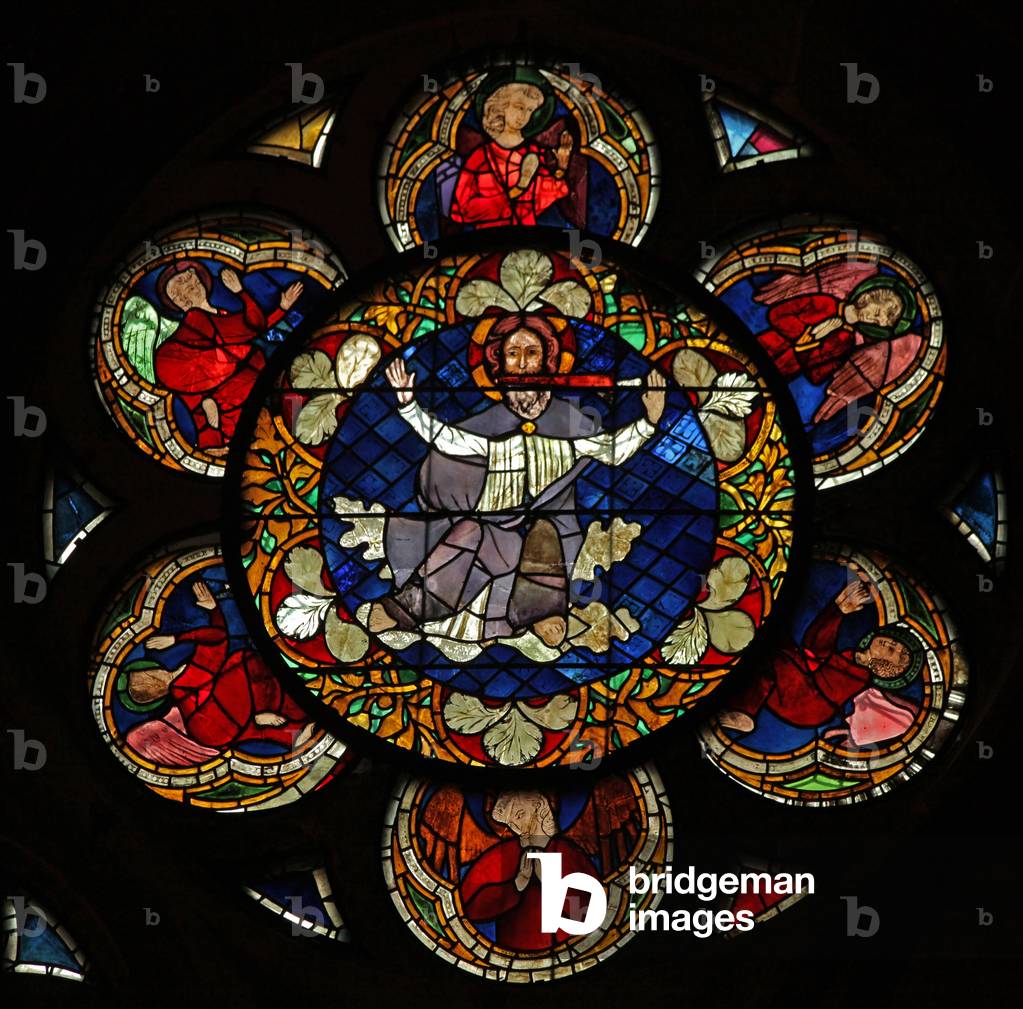 Window w16 depicting Christ of the Last Judgement (stained glass)