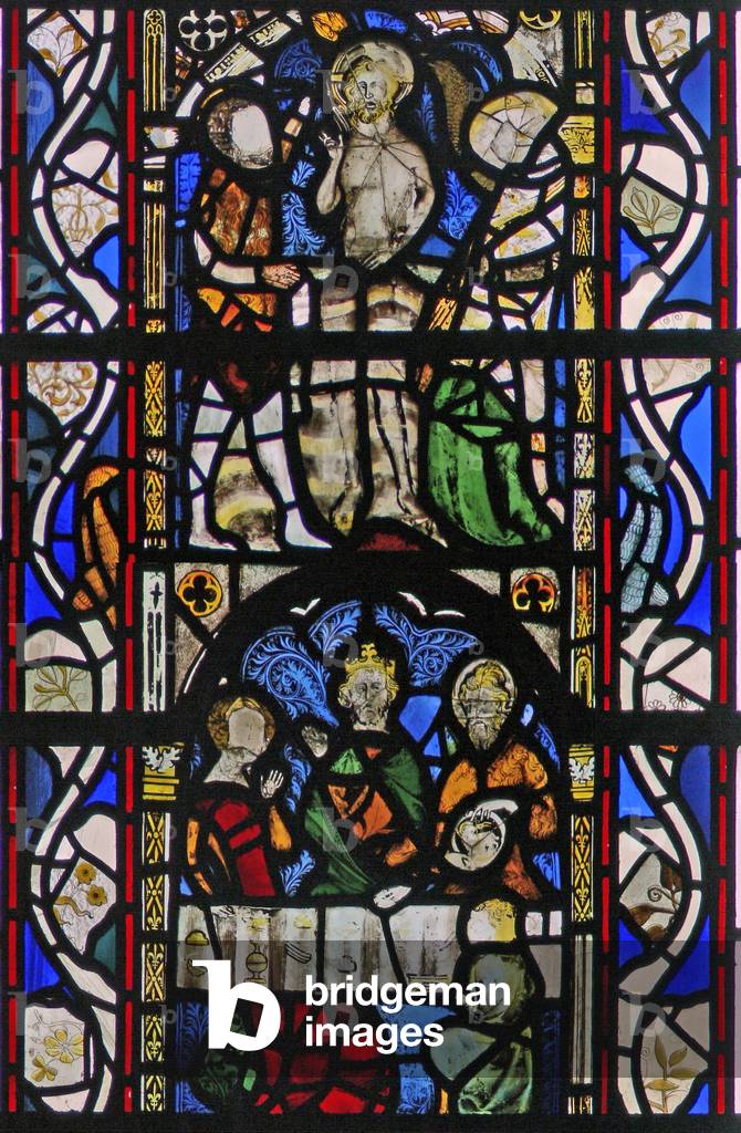 Window w43 depicting St John the Baptist at the Baptism of Christ in the River Jordan (stained glass)