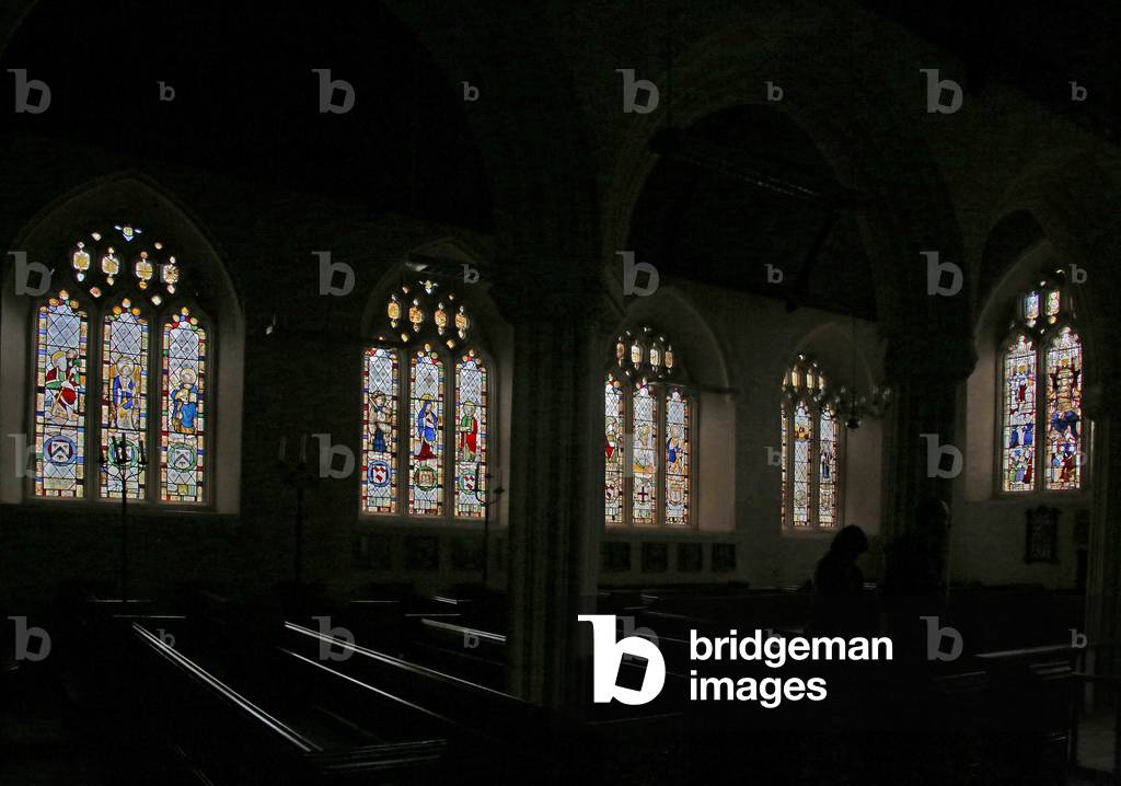 Depicting a view of the north side of the church (stained glass)