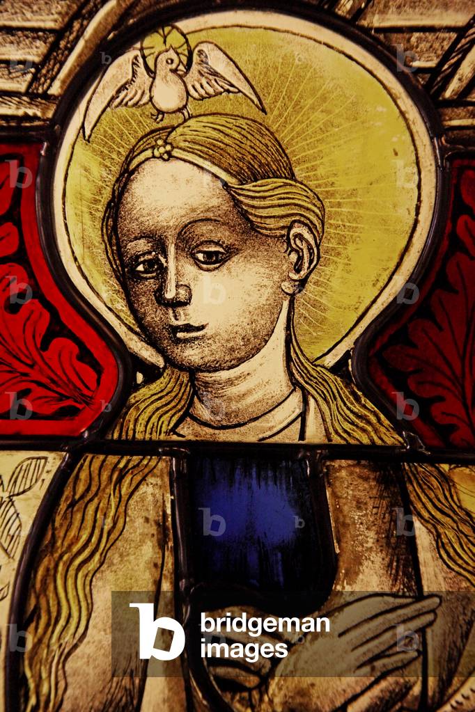 Depicting the Virgin Mary at the Annunciation, originally from the Upper Rhine (stained glass)
