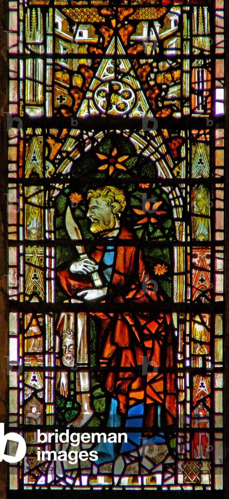 Window c6 depicting St Bartholomew (stained glass)