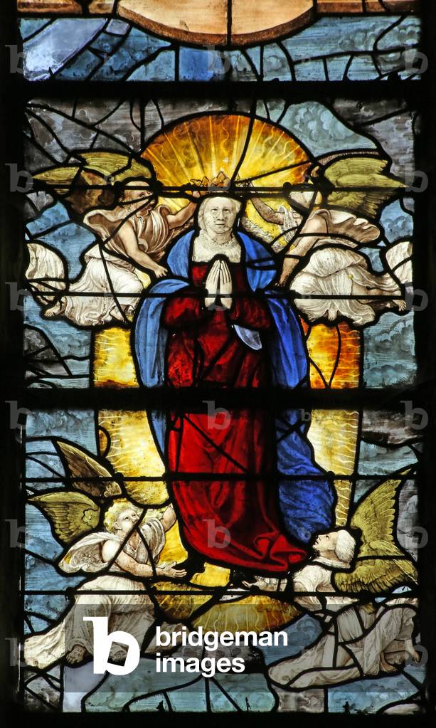 Window depicting the Assumption (stained glass)