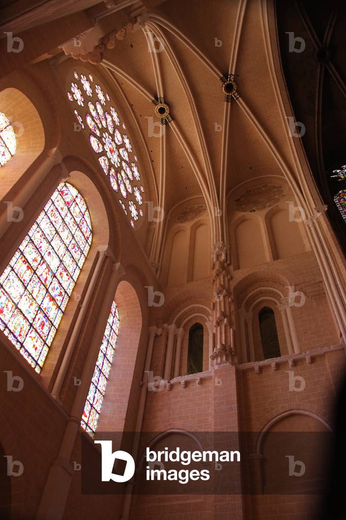 An interior view of the western-most bay in front of the rose window